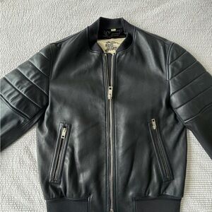 Burberry Black Leather Bomber Jacket